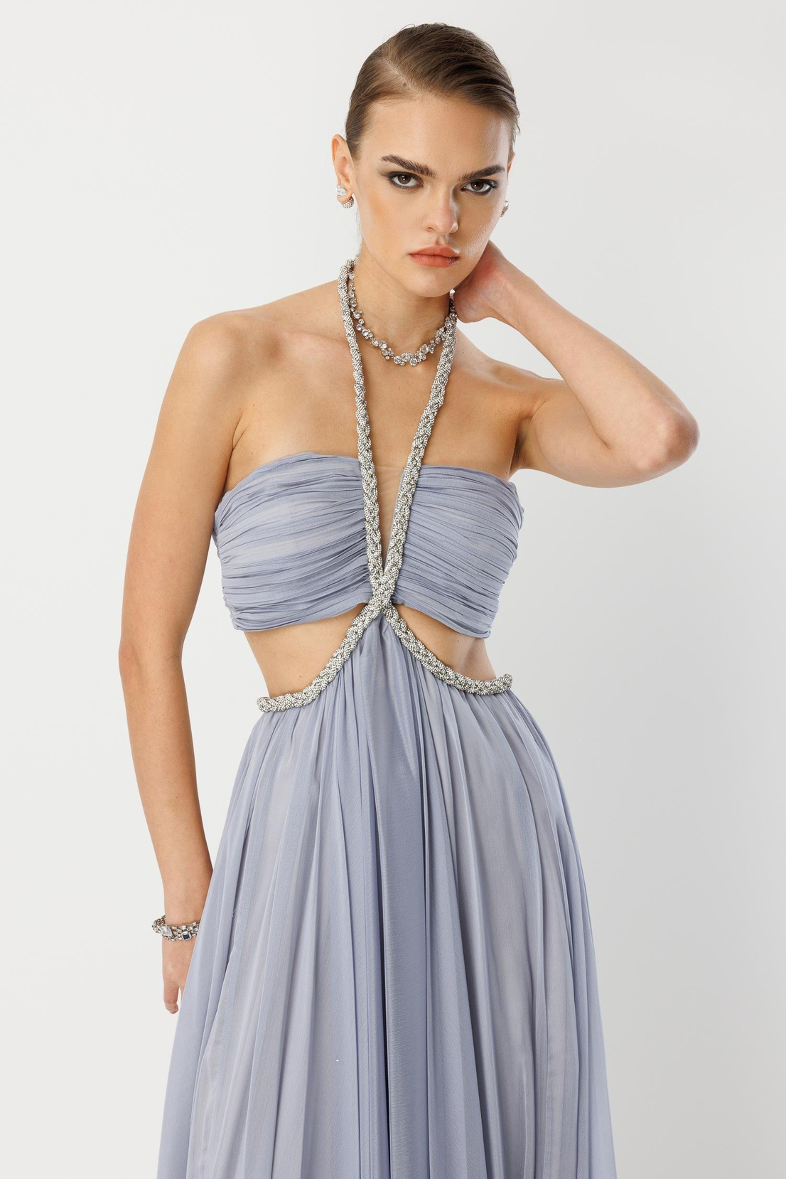 Taş Örgülü Elbise GRİ