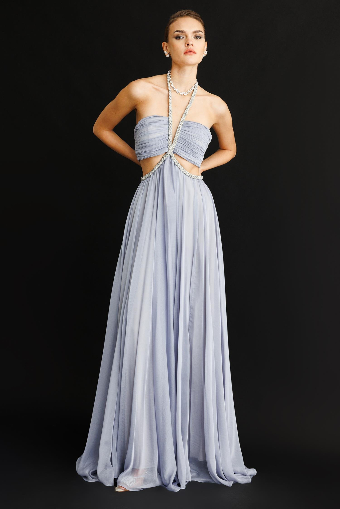 Taş Örgülü Elbise GRİ