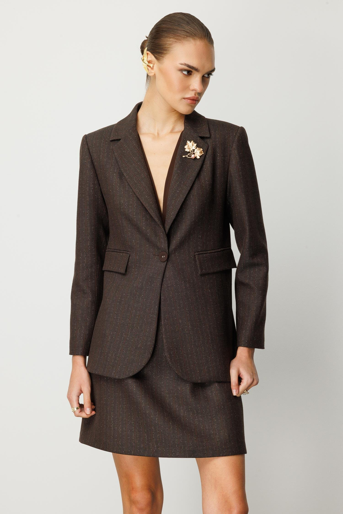 Tek Düğme Blazer Ceket KAHVE