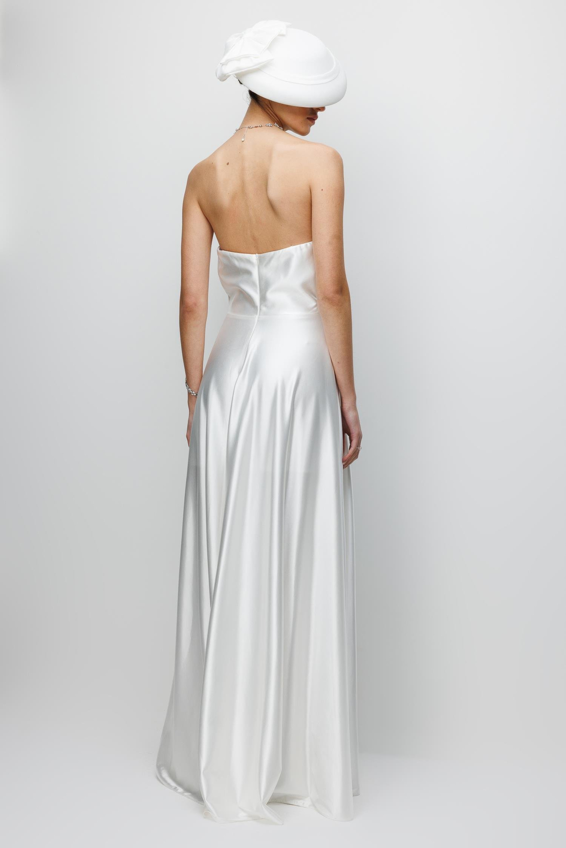 Yaka Drape Detaylı Saten Abiye EKRU