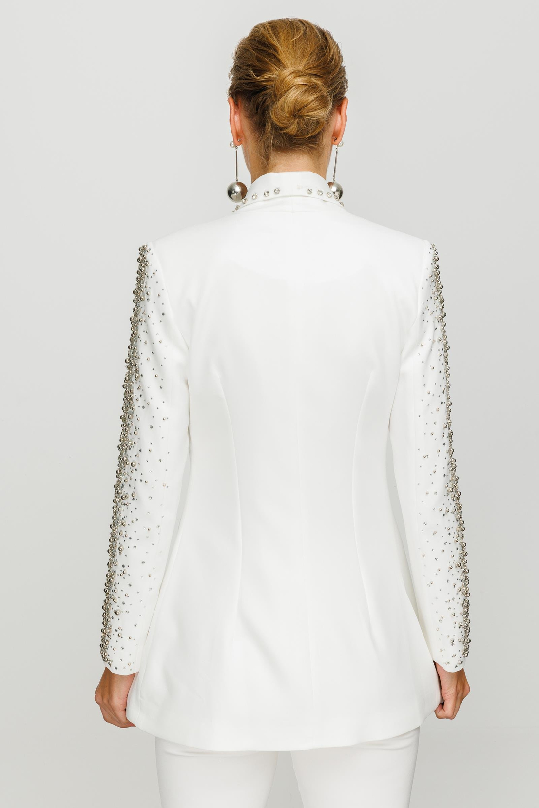 Yakası Kolları Taş İşlemeli Takım BEYAZ