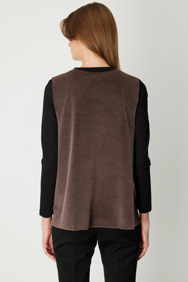 Yanları Düğmeli Sıfır Yaka Süveter KAHVE