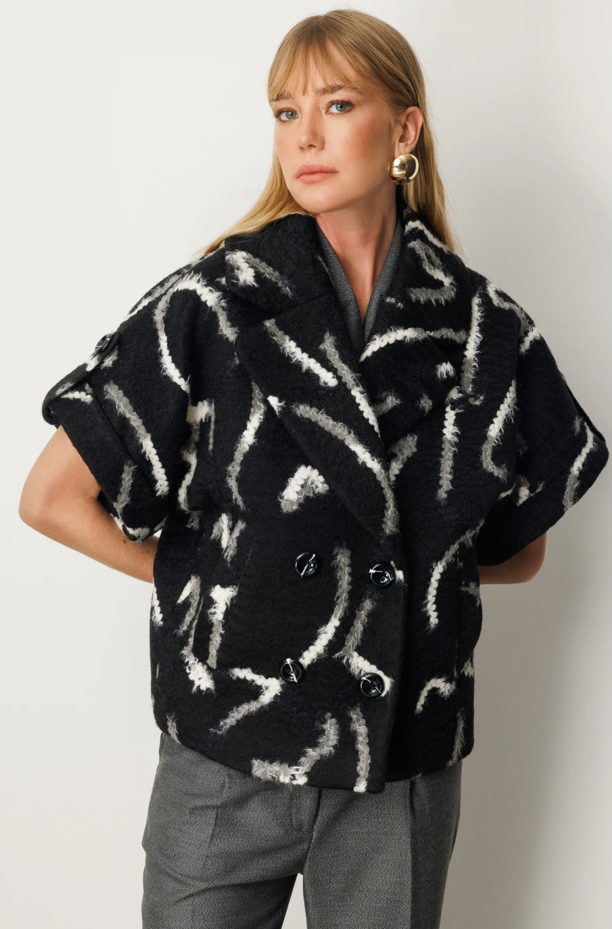 Yarasa Kol Desenli Mont SİYAH