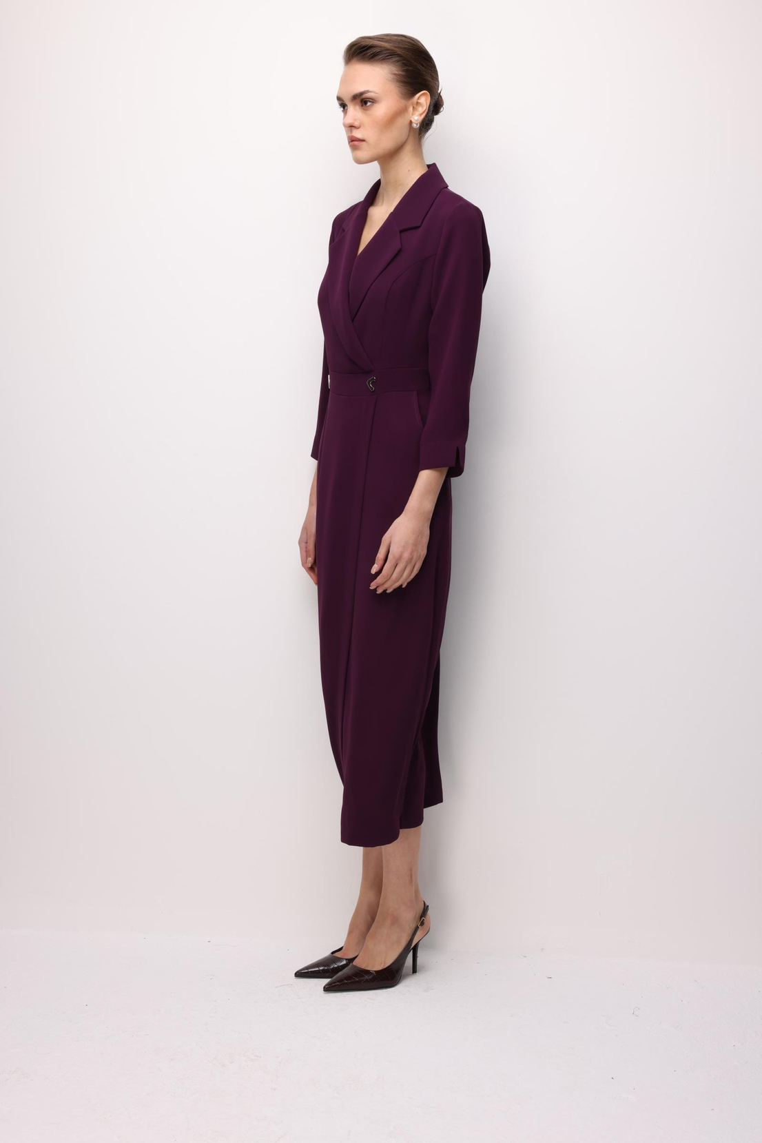 Aksesuar Detaylı Kruvaze Elbise MÜRDÜM