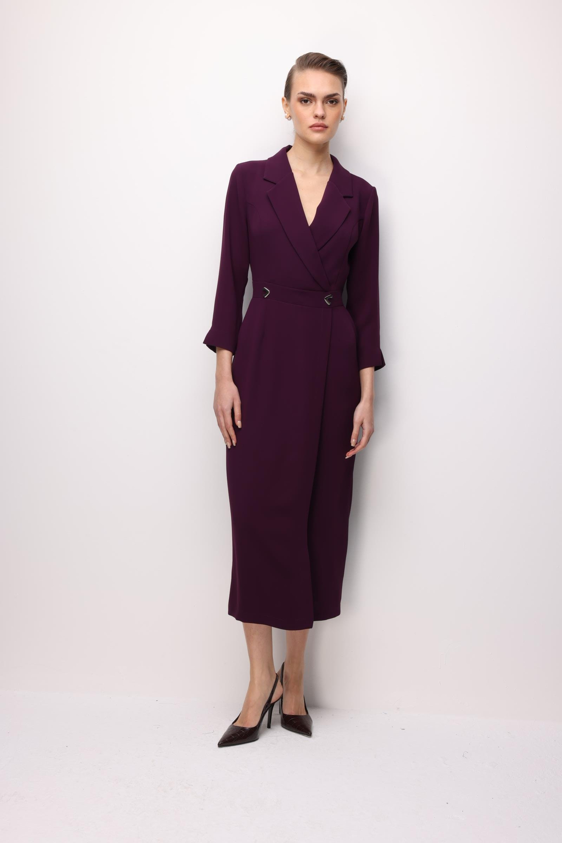 Aksesuar Detaylı Kruvaze Elbise MÜRDÜM