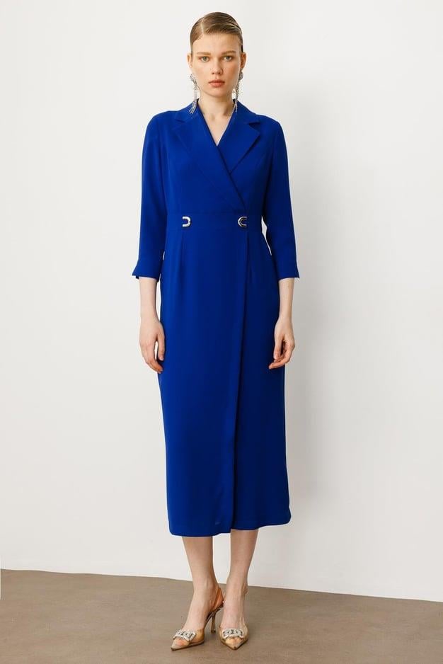 Aksesuar Detaylı Kruvaze Elbise SAKS