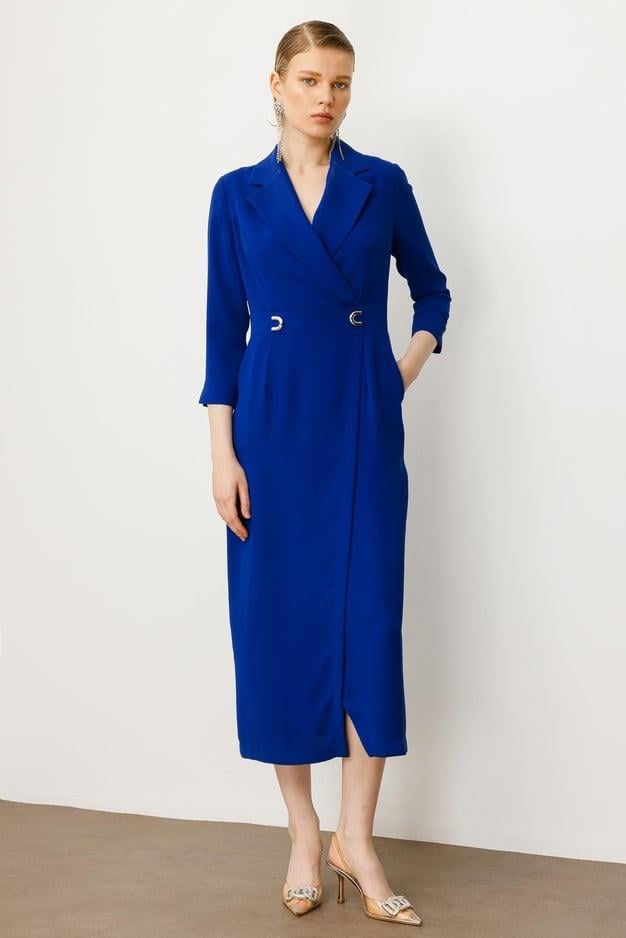 Aksesuar Detaylı Kruvaze Elbise SAKS