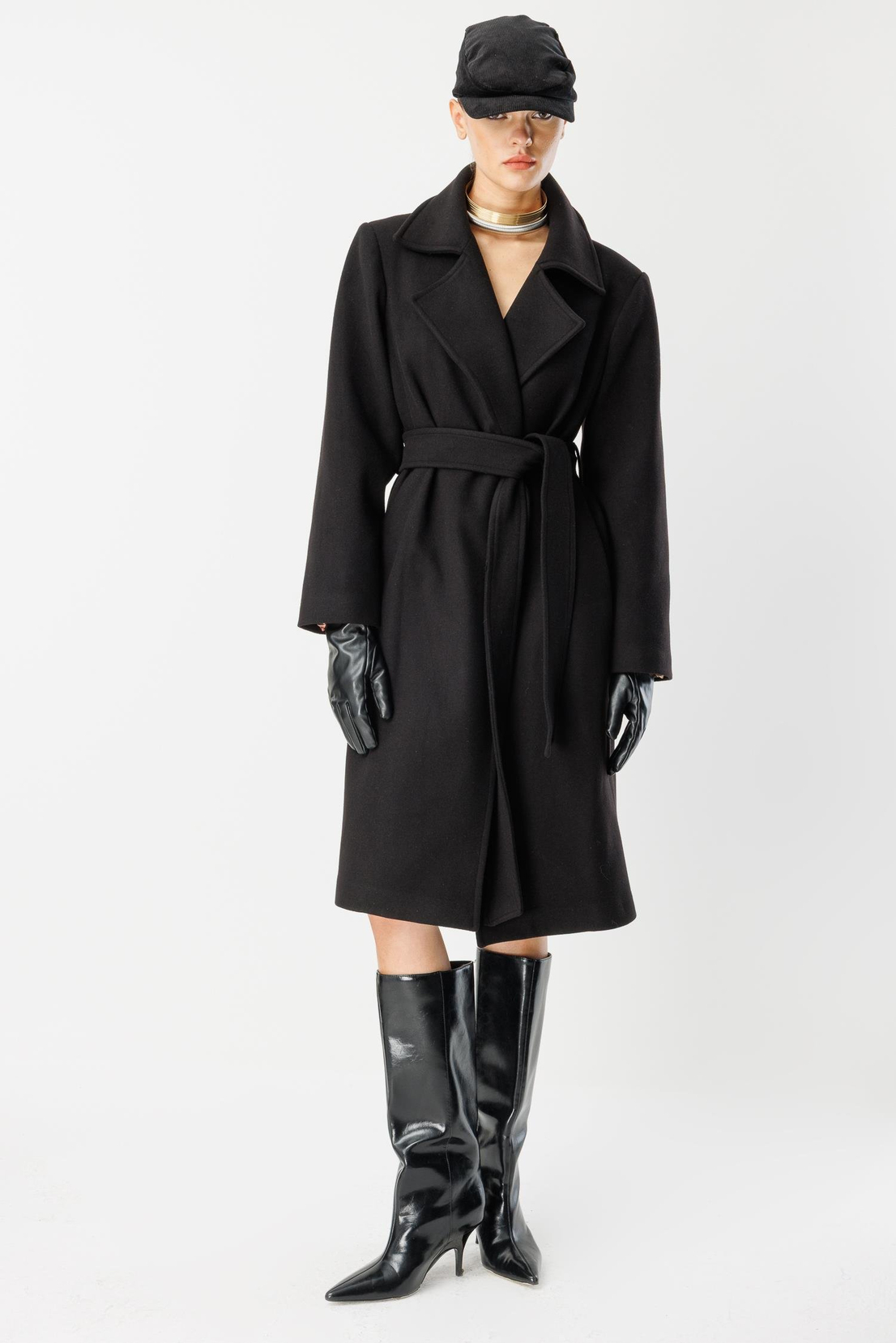 Astar Detaylı Kaşe Kaban SİYAH