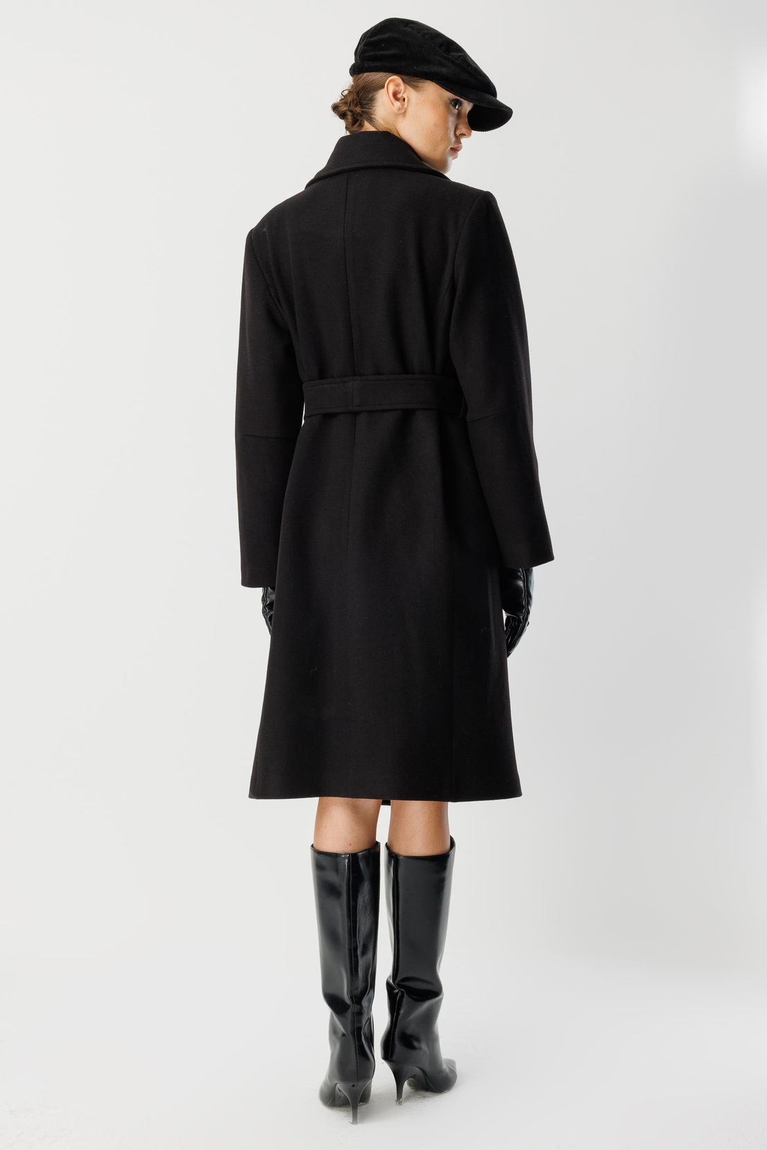 Astar Detaylı Kaşe Kaban SİYAH