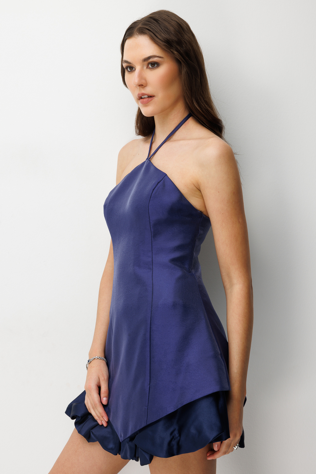 Balon Etek Ucu Detaylı Mini Abiye LACİVERT