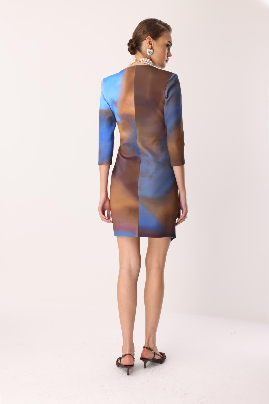 Batik Kahve Toka Detay Elbise KAHVE