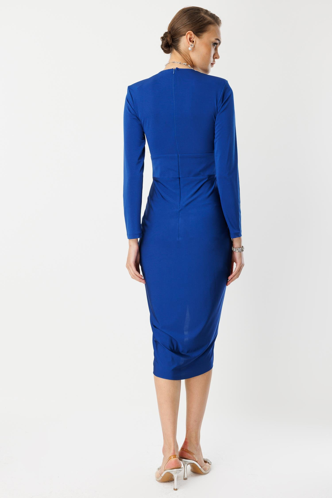 Bel Drape Detay Midi Elbise SAKS