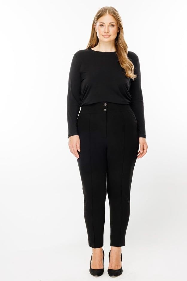 Bel Korsajı Lastikli Geniş Paça Pantolon SİYAH