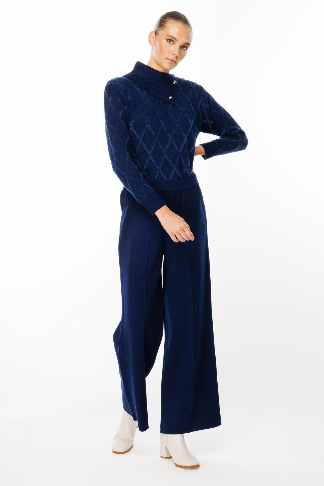 Bel Lastikli Triko Pantolon LACİVERT