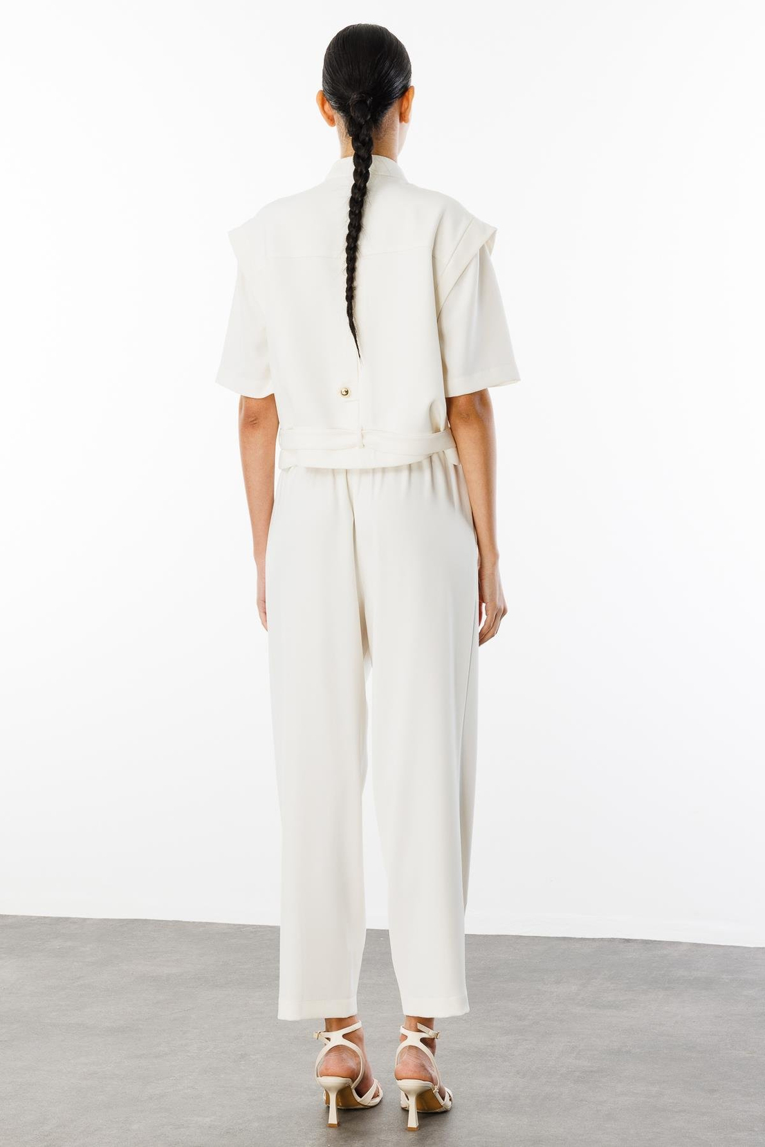 Belden Kemerl Ceket Pantoloni İkili Takım EKRU