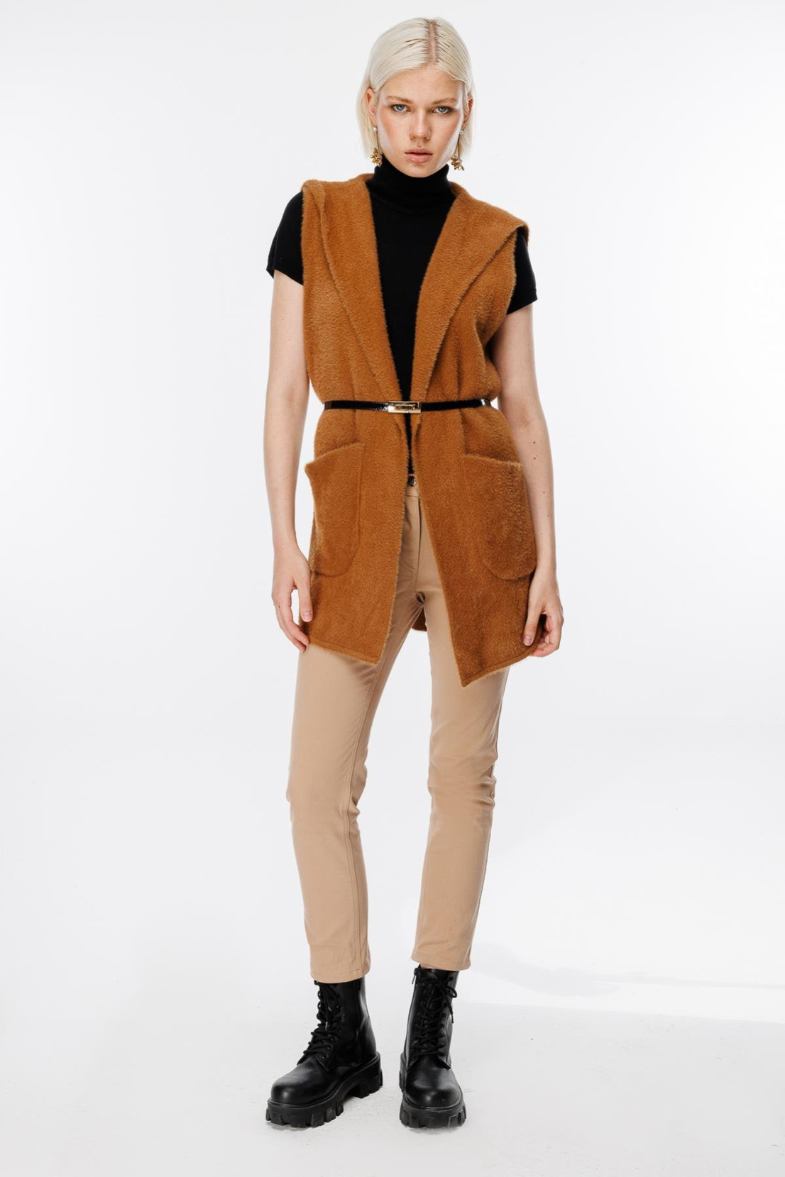 Beli Kemerli Yelek CAMEL