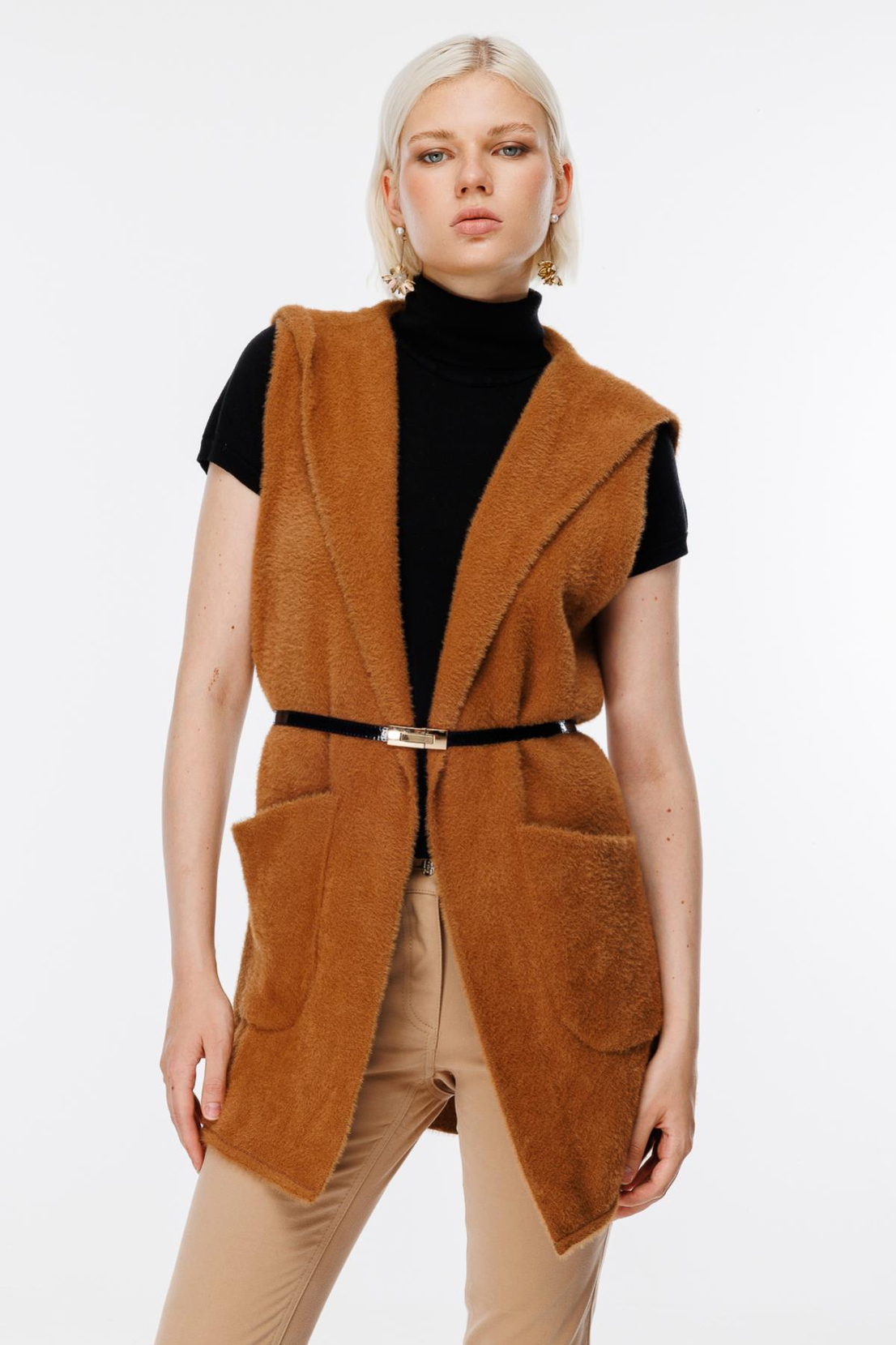 Beli Kemerli Yelek CAMEL