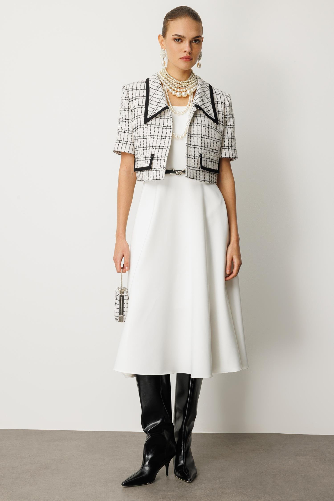 Biye Detaylı Chanel Takım BEYAZ