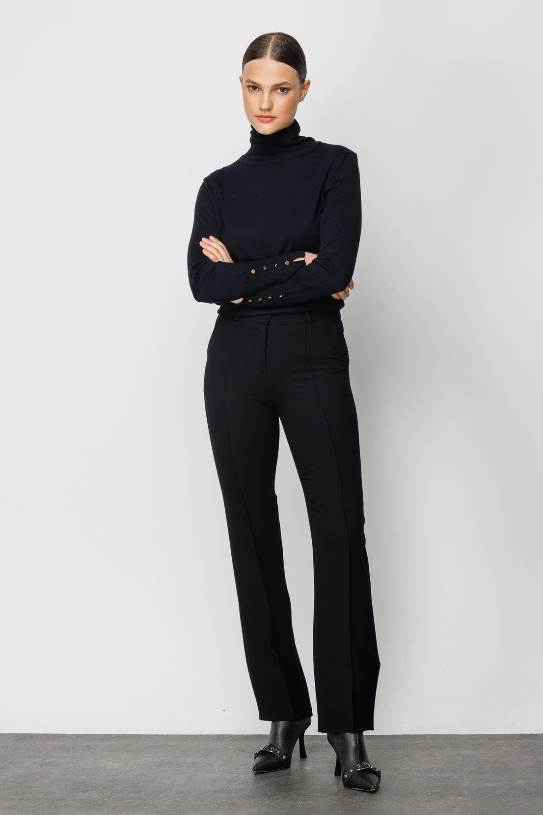 Boru Paça Düz Pantolon SİYAH