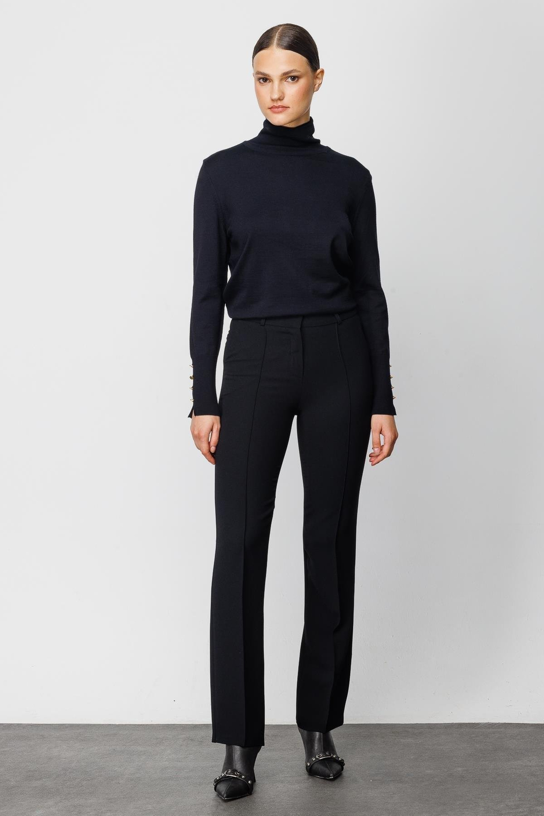 Boru Paça Düz Pantolon SİYAH