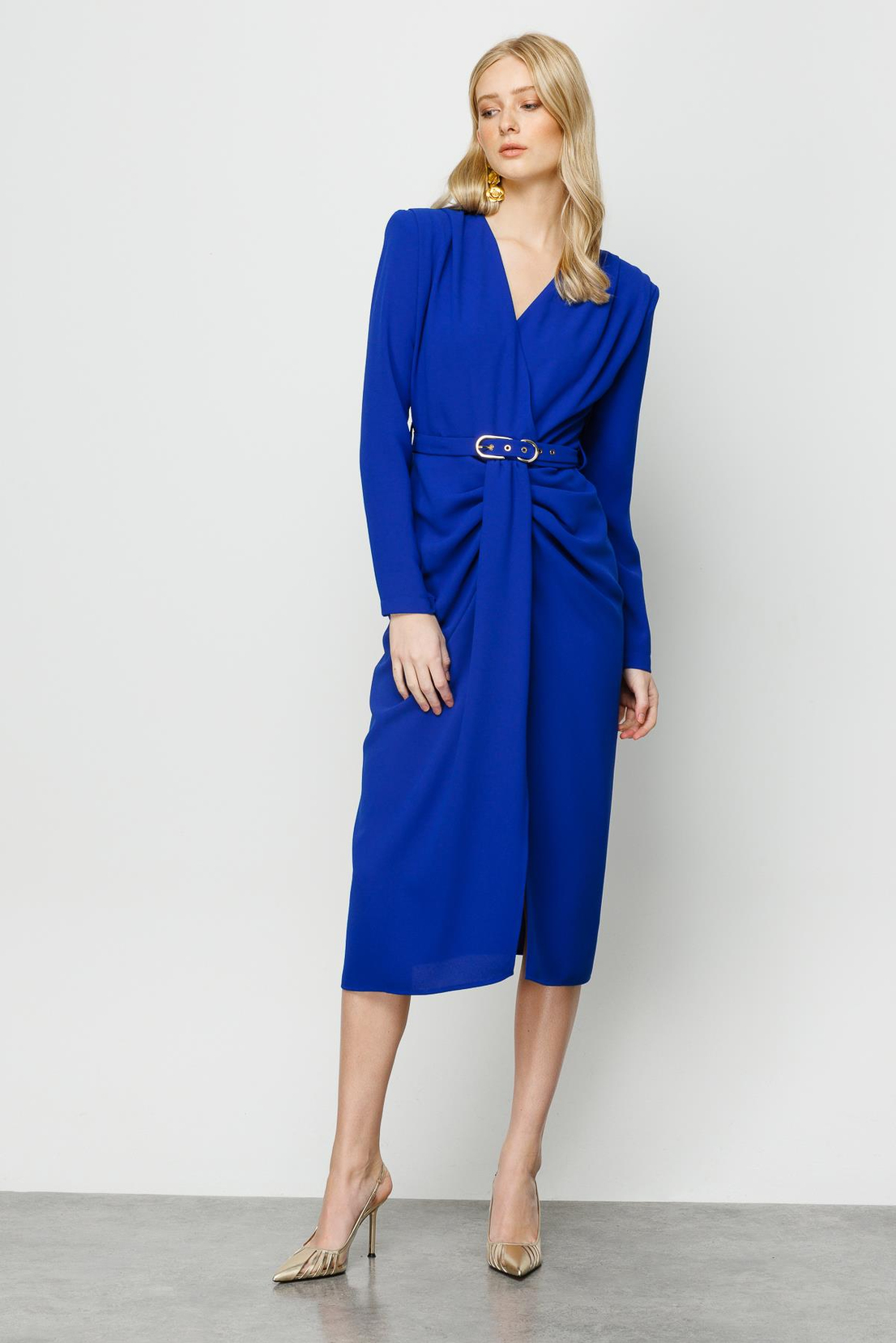 Büzgü Detay Vatkalı Elbise SAKS