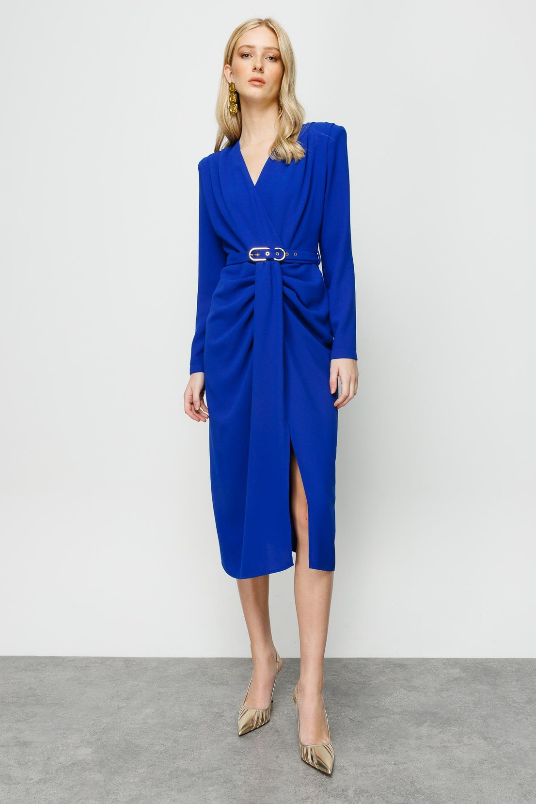 Büzgü Detay Vatkalı Elbise SAKS