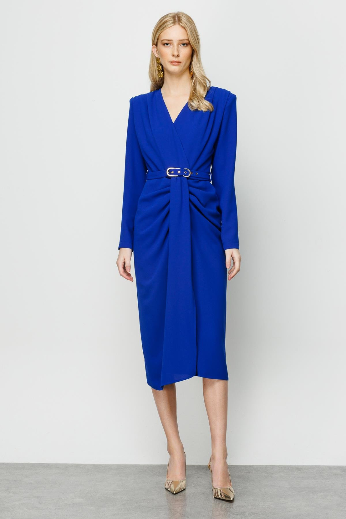 Büzgü Detay Vatkalı Elbise SAKS