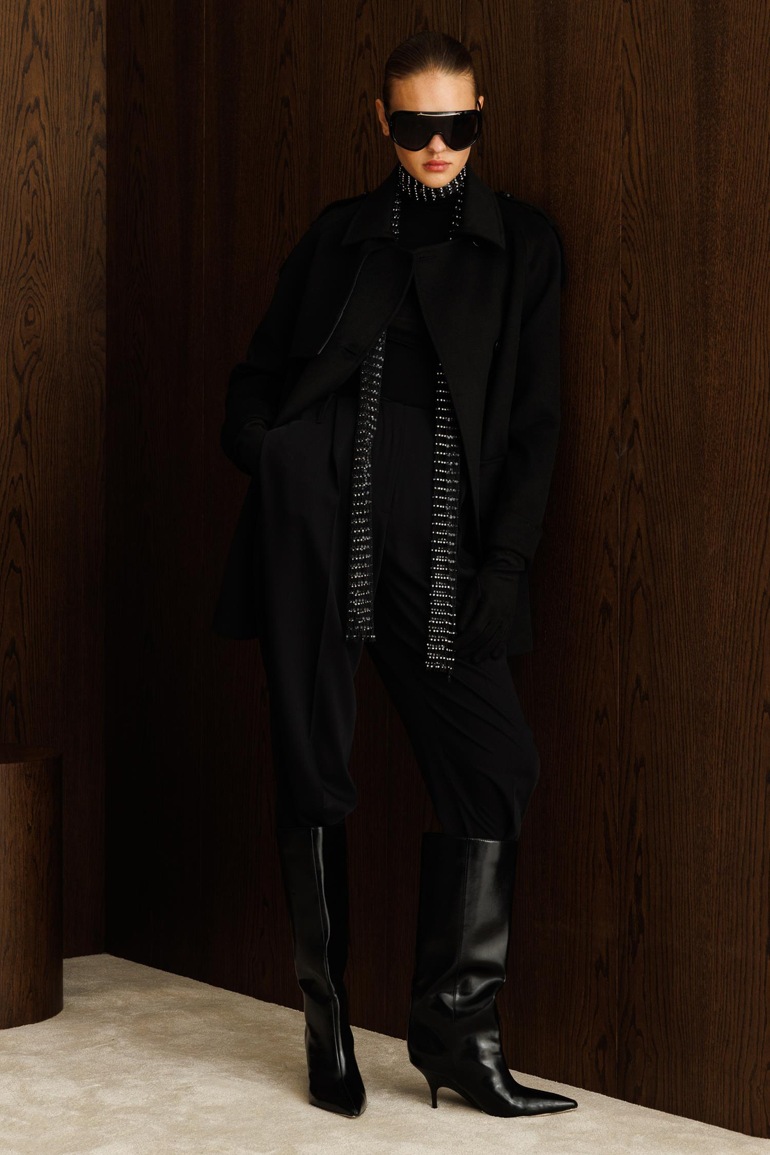 Ceket Yaka Kaşe Kaban SİYAH