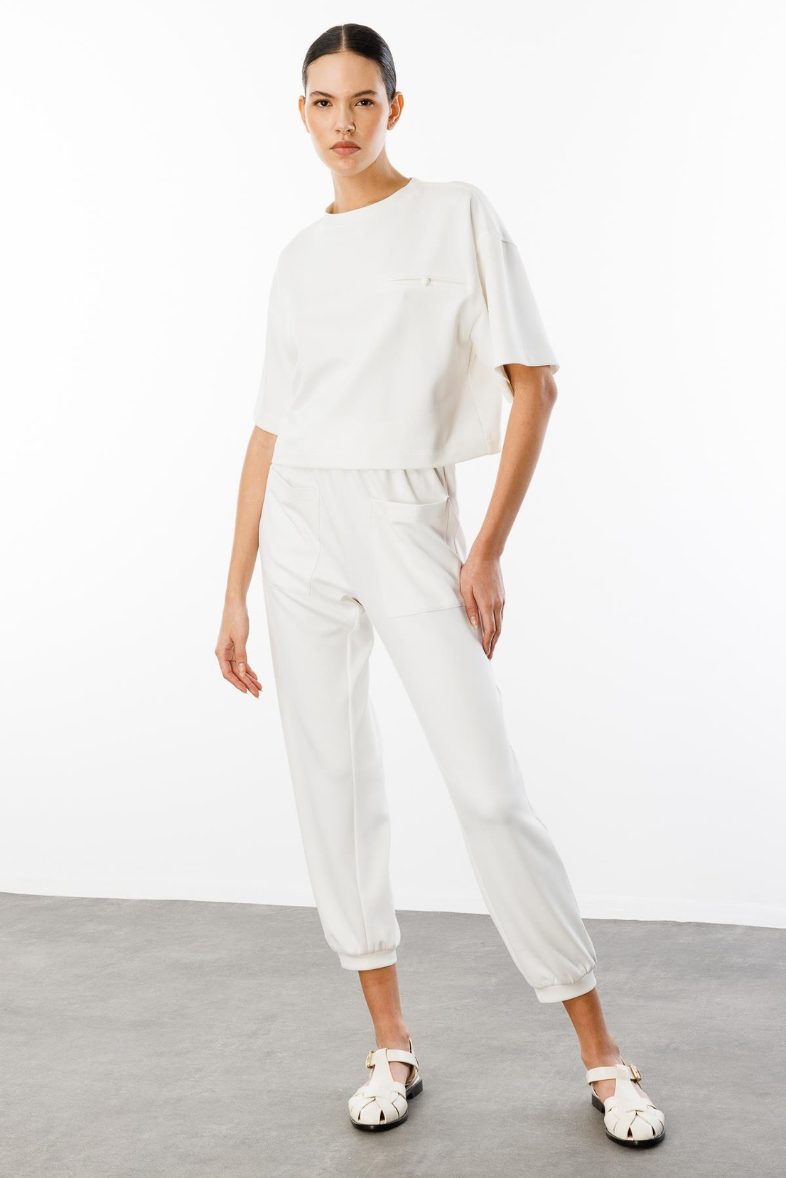 Cep Detay Bluz Pantolonı 2'li Takım EKRU