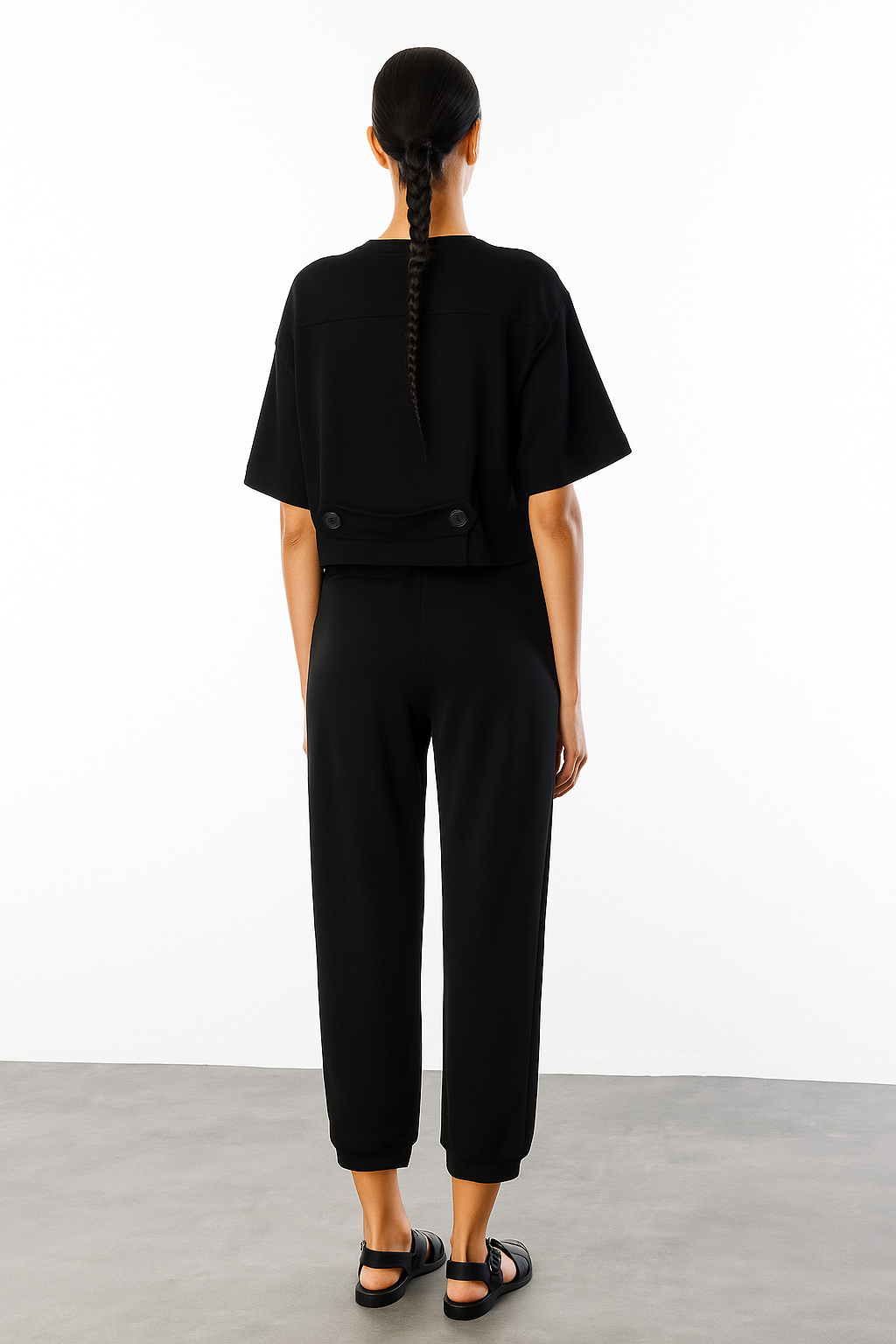 Cep Detay Bluz Pantolonı 2'li Takım SİYAH
