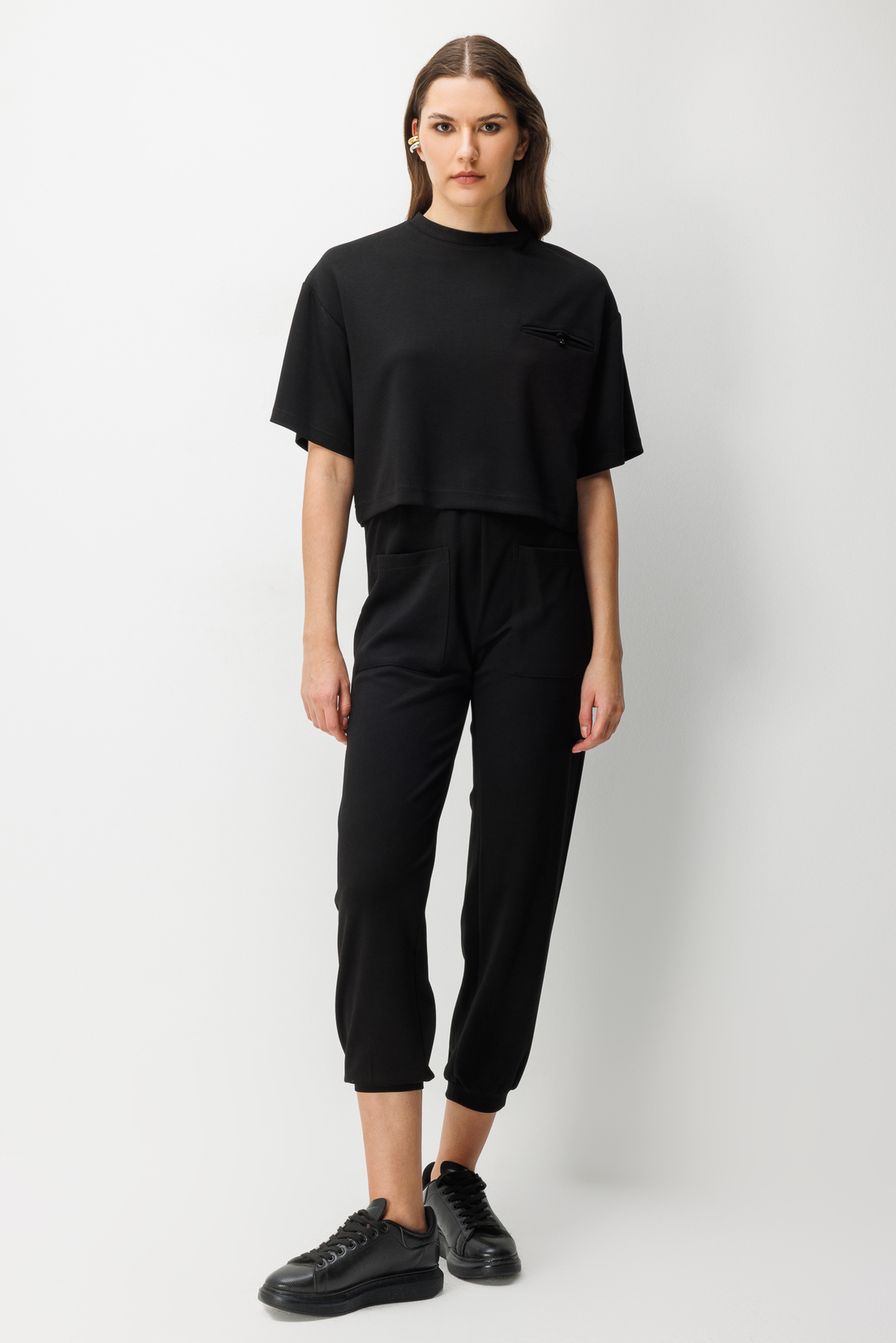 Cep Detay Bluz Pantolonı 2'li Takım SİYAH