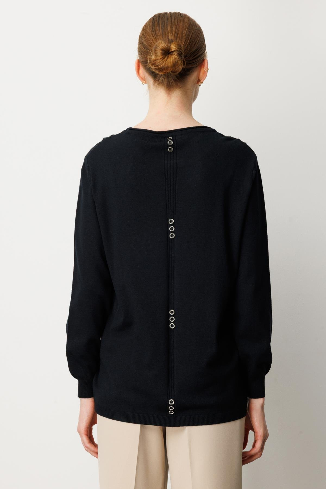 Cepli Arkası Düğmeli Kazak SİYAH