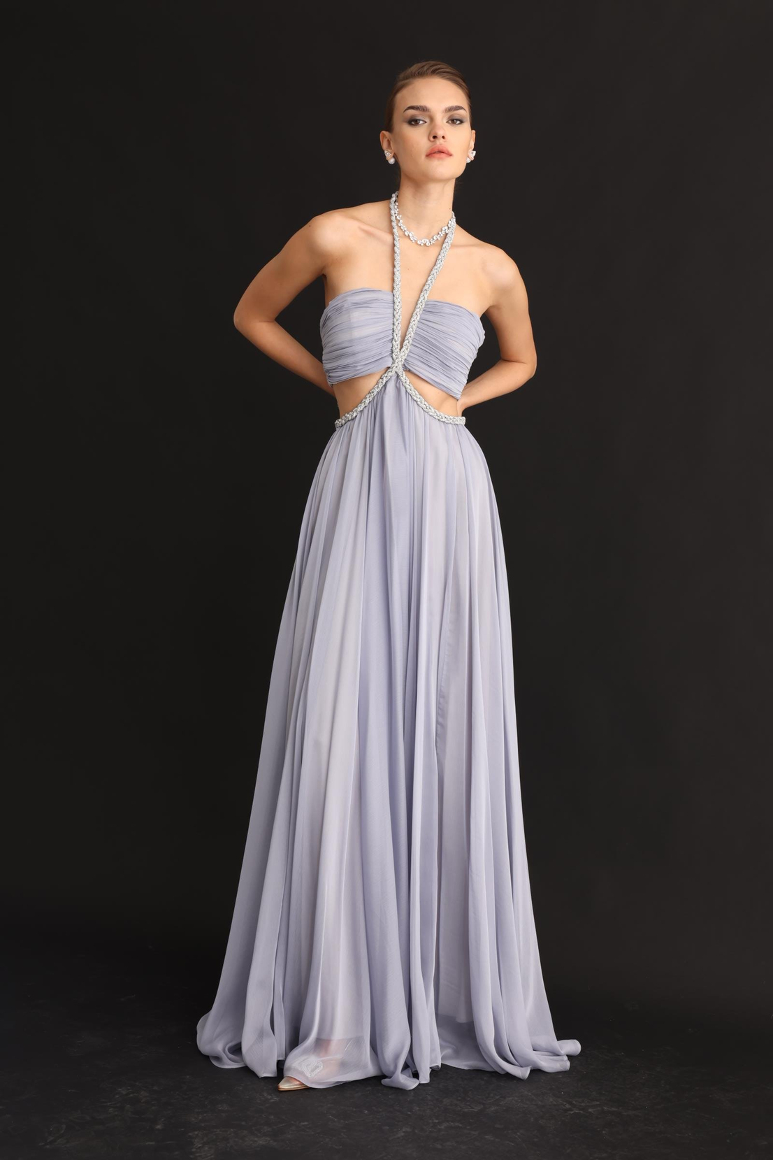 Cut Out Detay Maxi Boy Elbise SİYAH