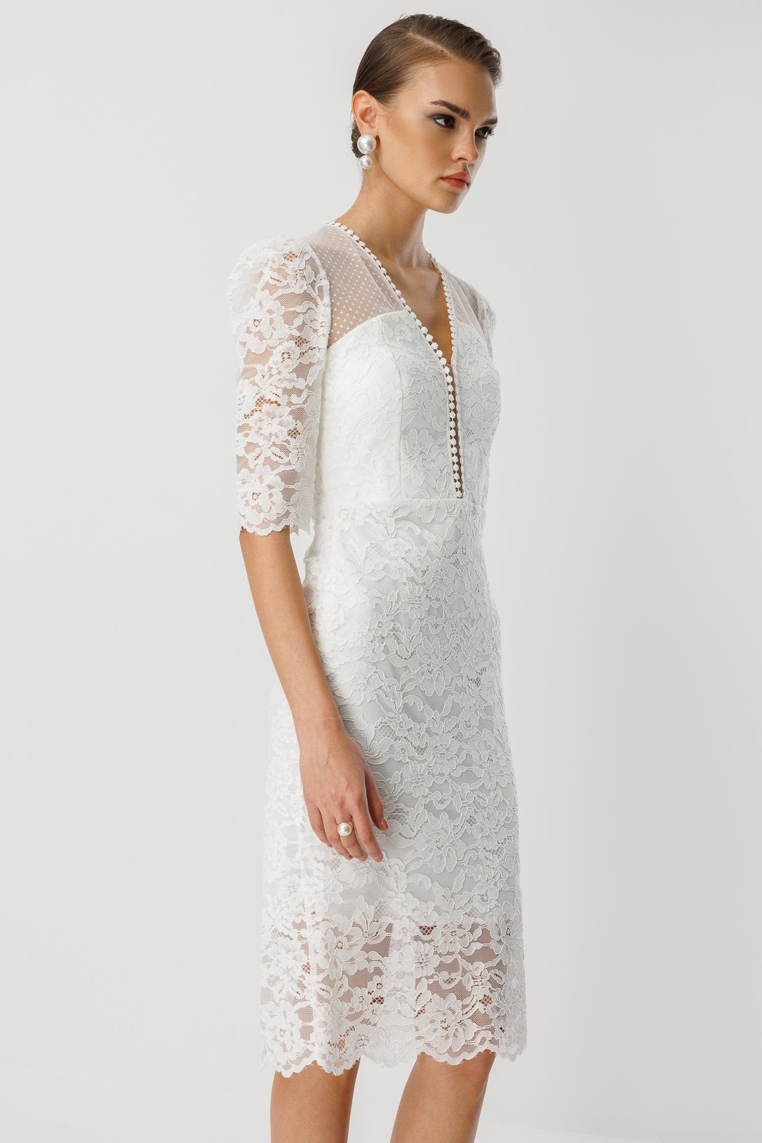 Dantel Detay Elbise EKRU