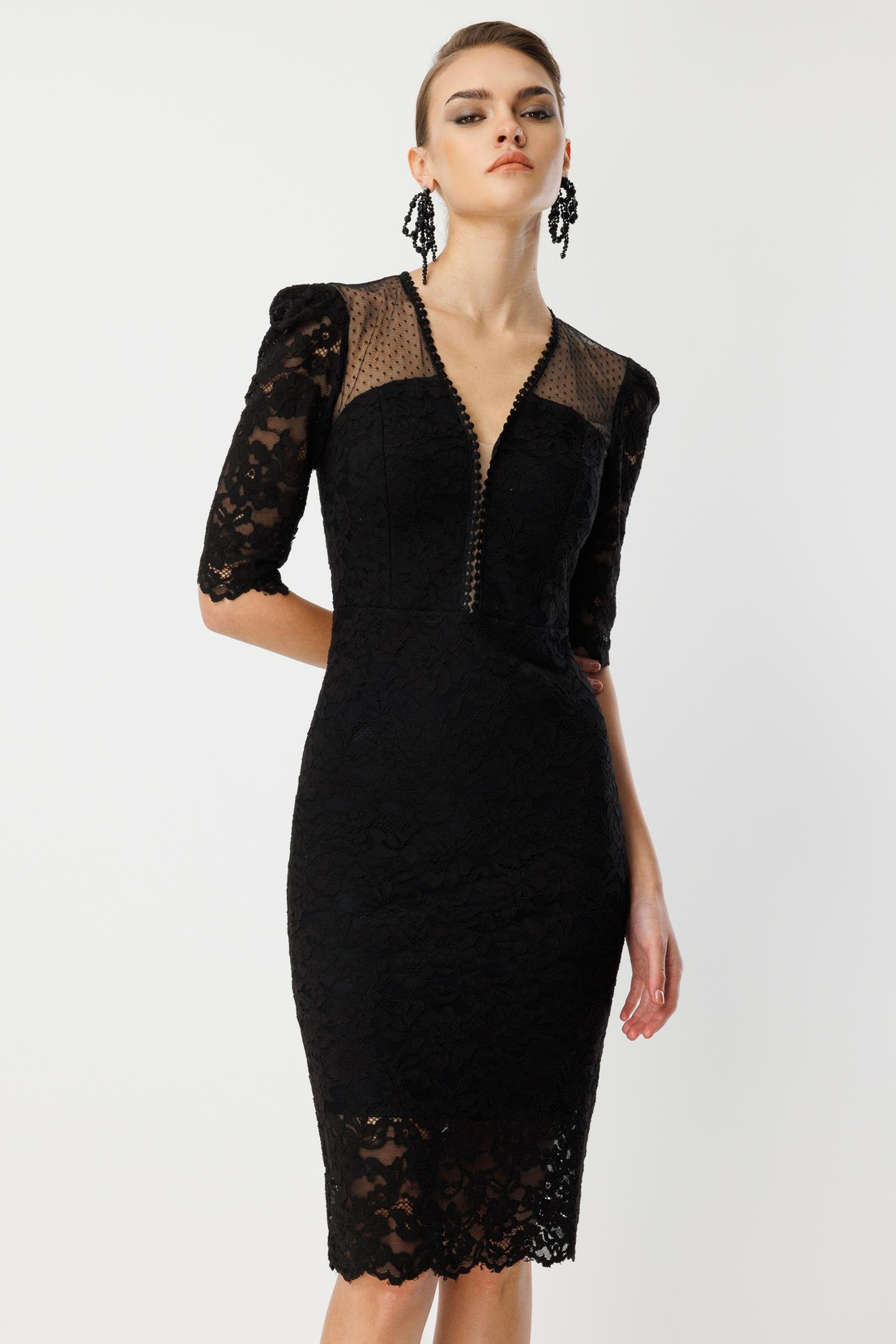 Dantel Detay Elbise SİYAH