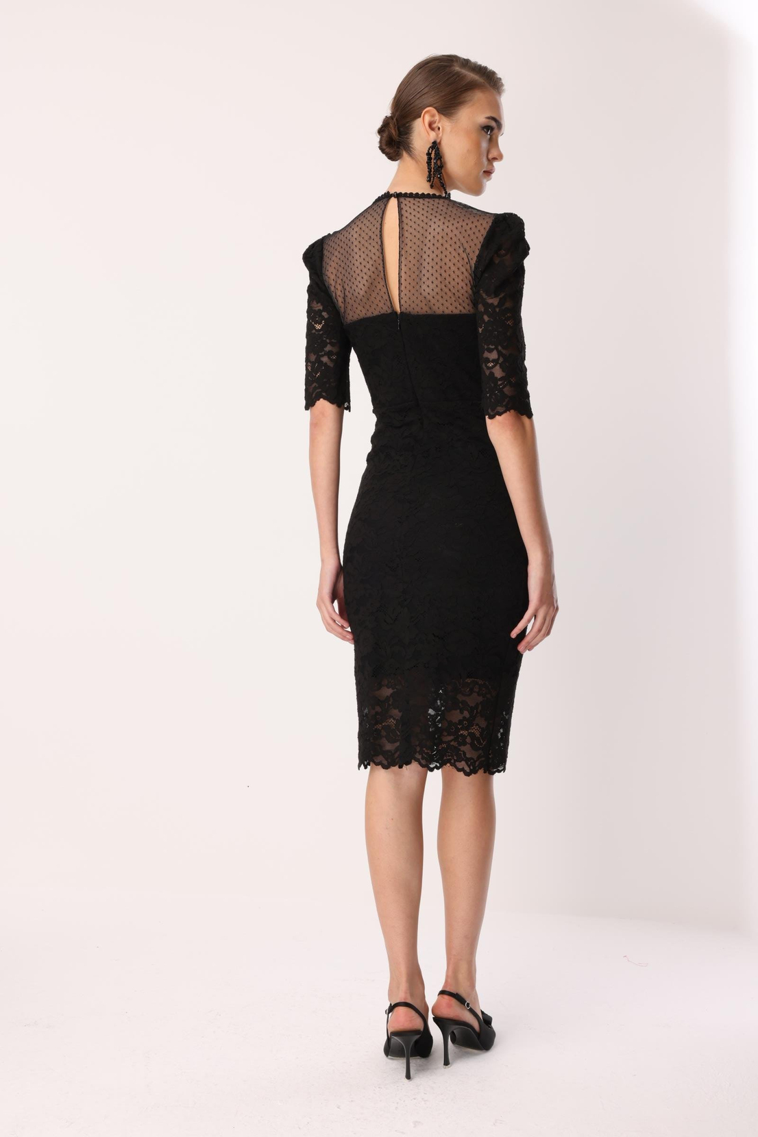 Dantel Detay Elbise SİYAH