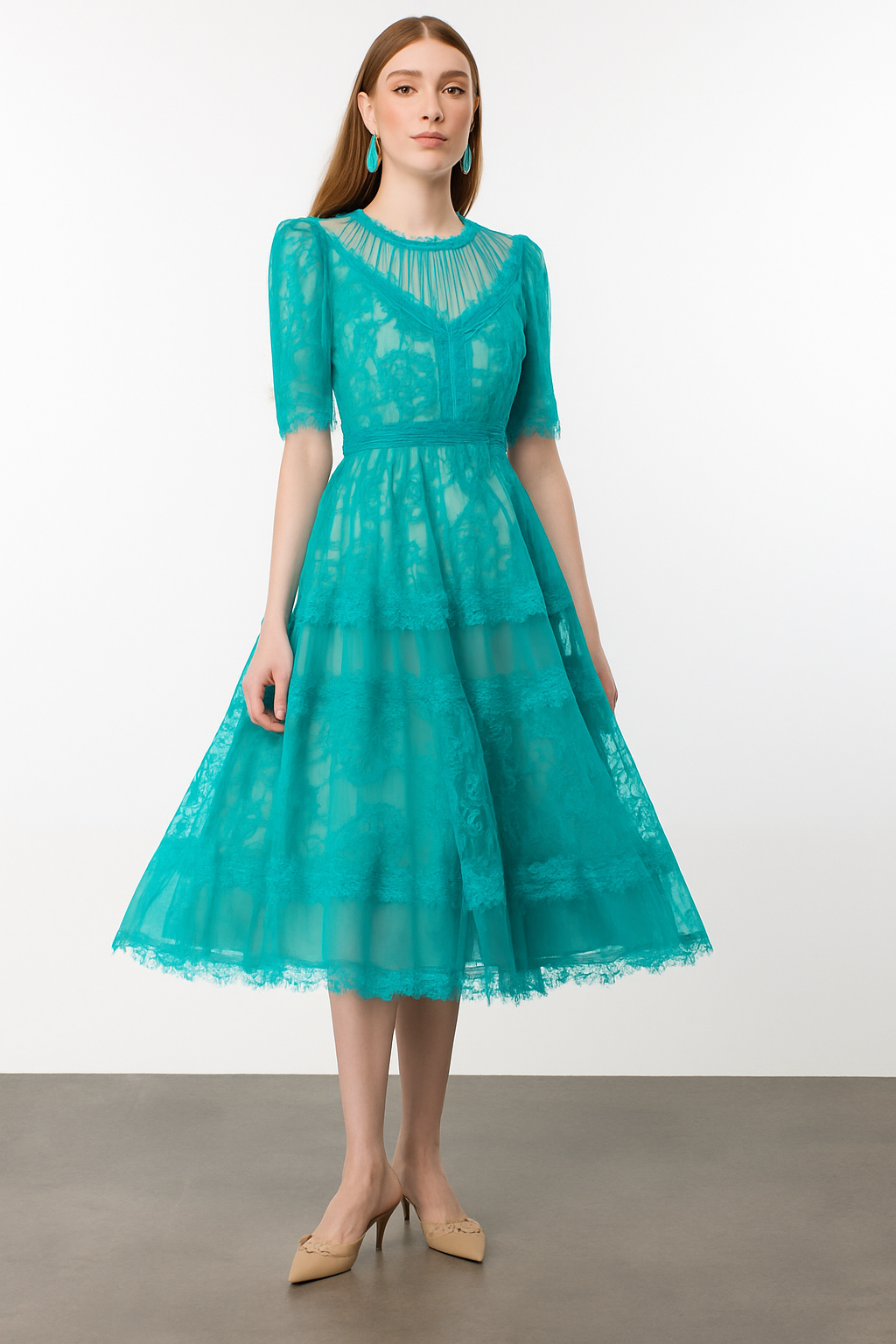 Dantel Elbise TURKUAZ