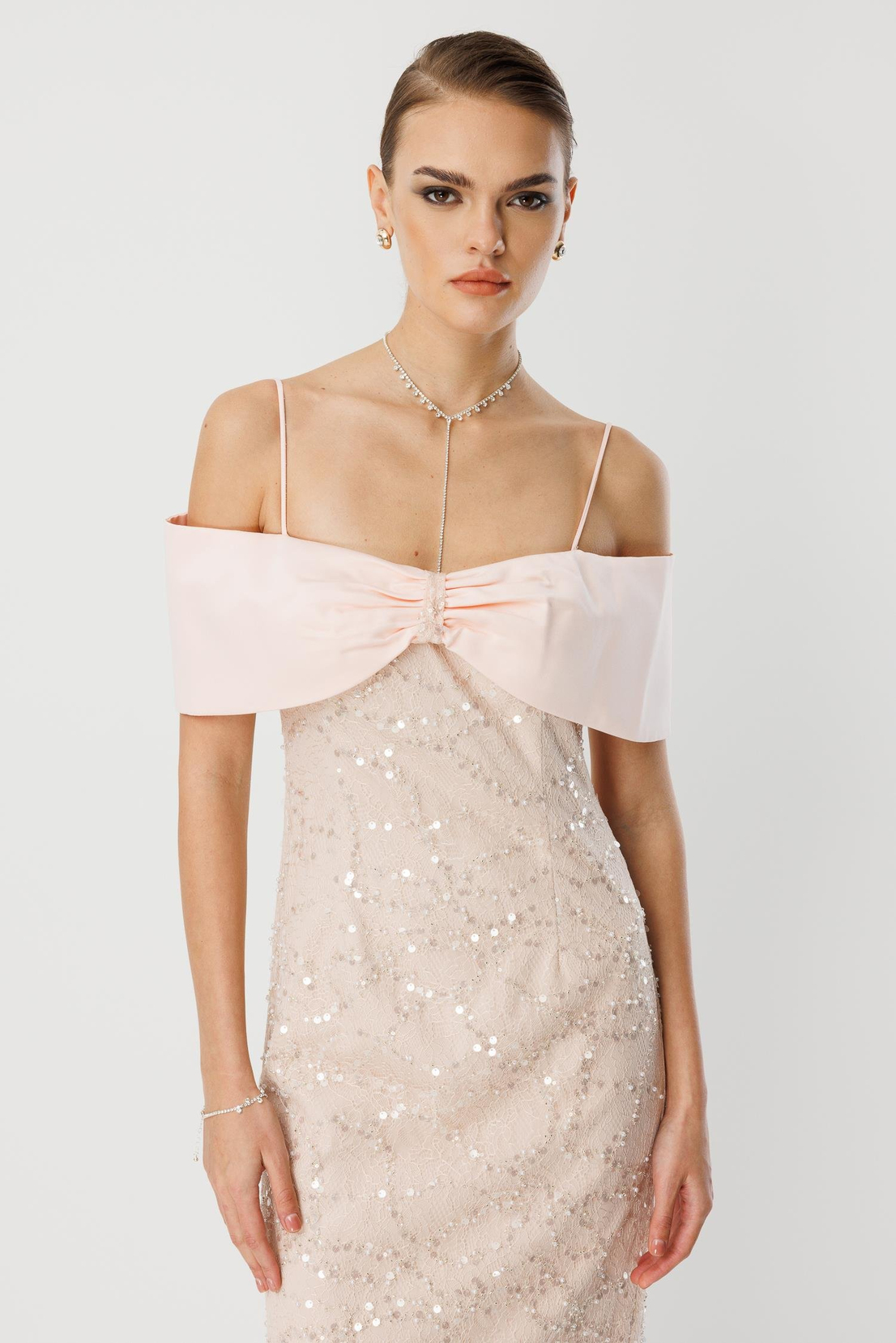 Dantel İşleme Detay Yaka Abiye PUDRA