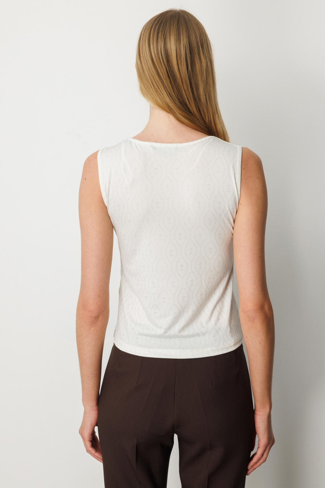 Dilim Yaka Kolsuz Bluz KREM