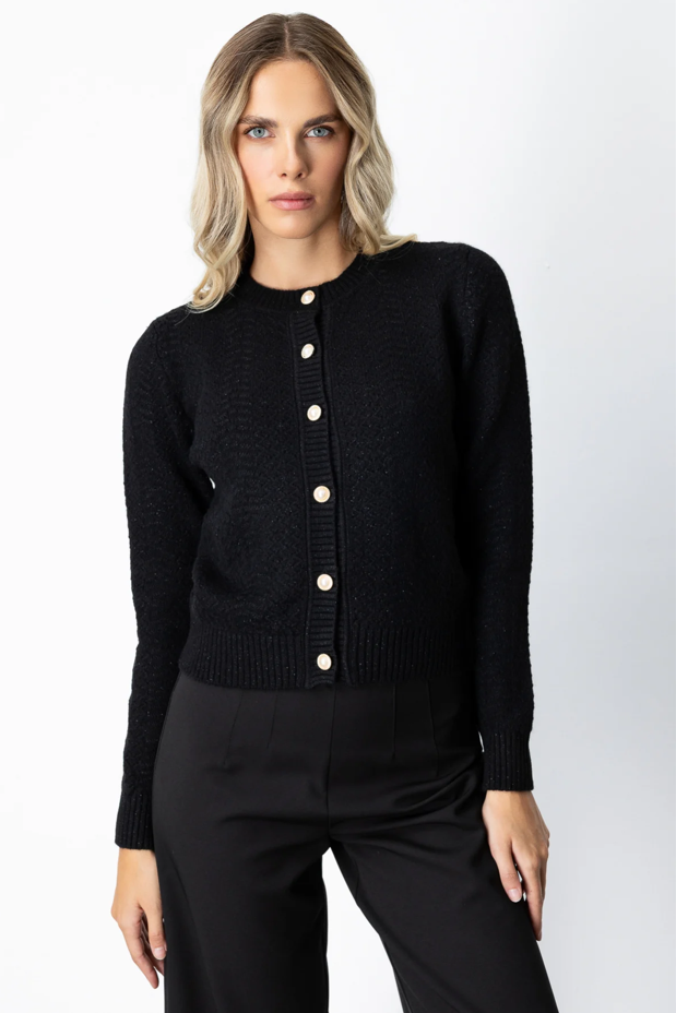 Düğmeli Sıfır Yaka Hırka SİYAH