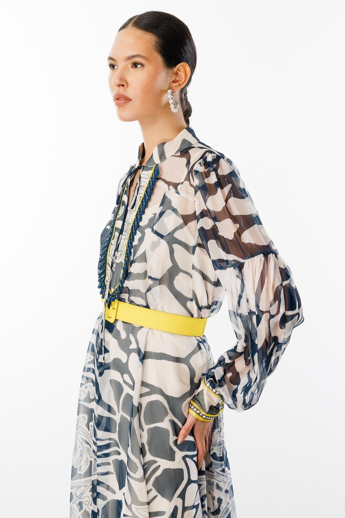 Elbise LACİVERT-SARI