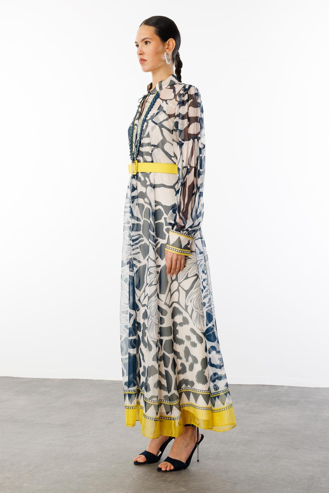 Elbise LACİVERT-SARI