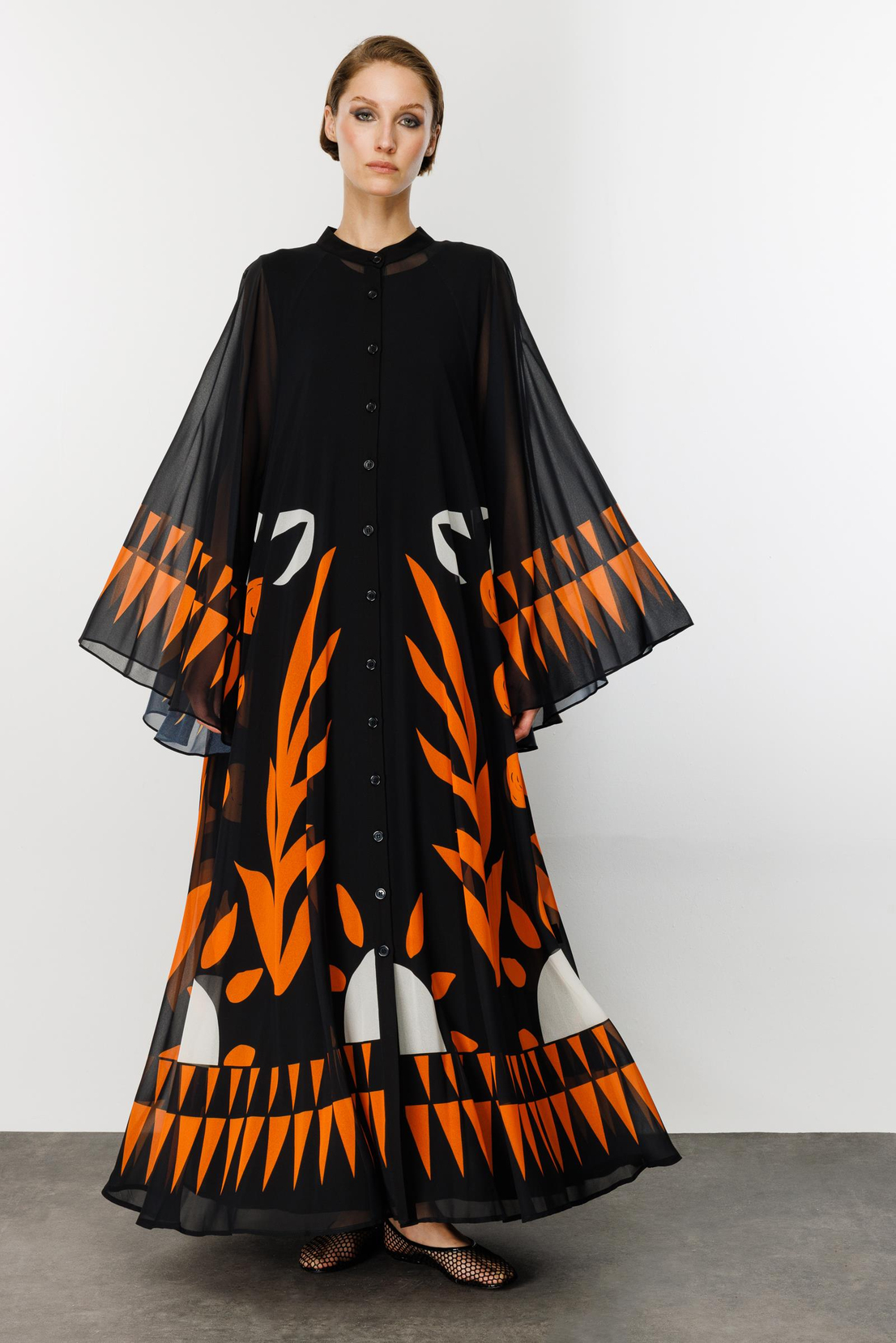 Elbise SİYAH-TURUNCU