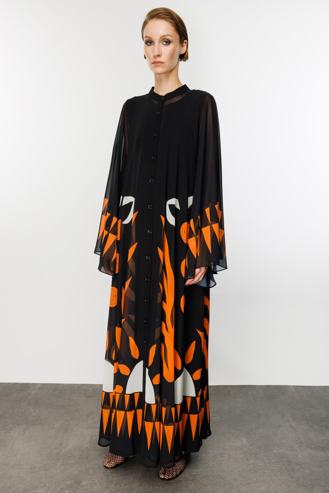 Elbise SİYAH-TURUNCU