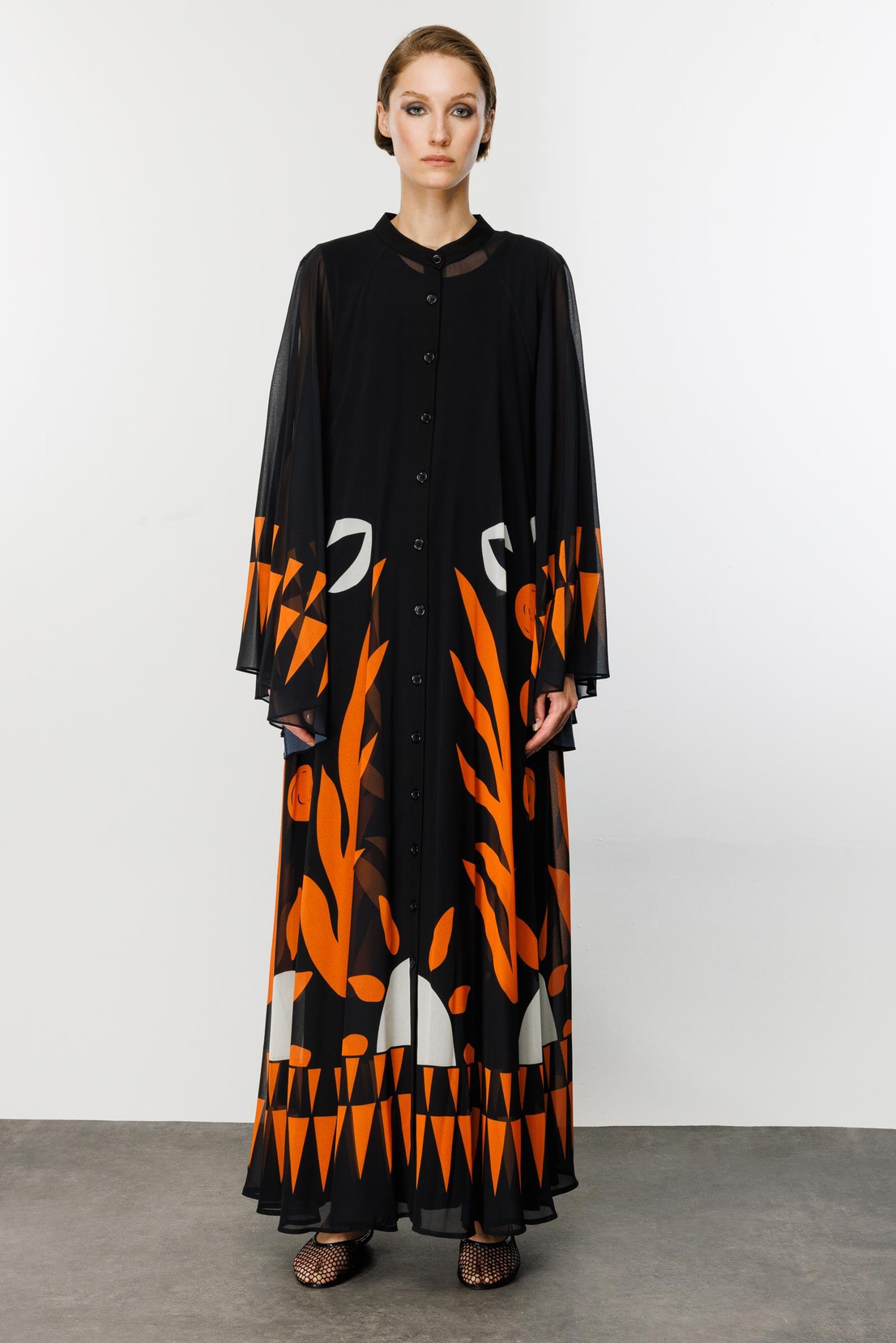 Elbise SİYAH-TURUNCU