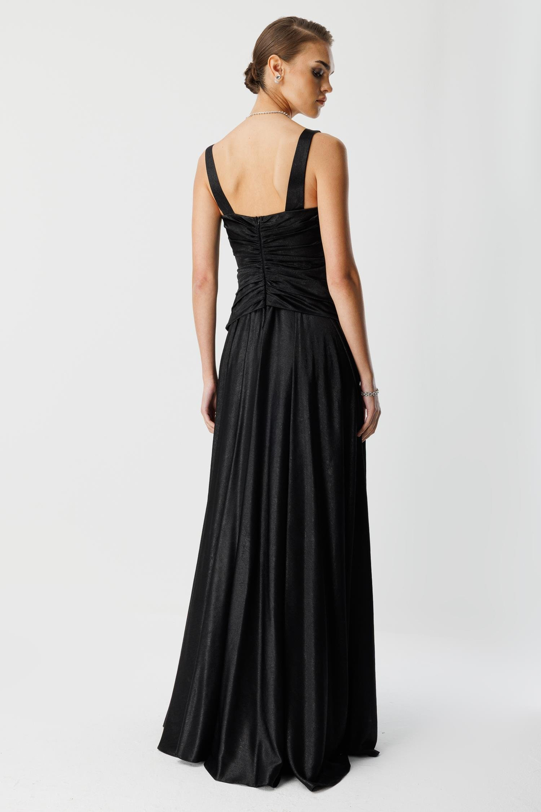 Göğüs Midye Desen Elbise SİYAH