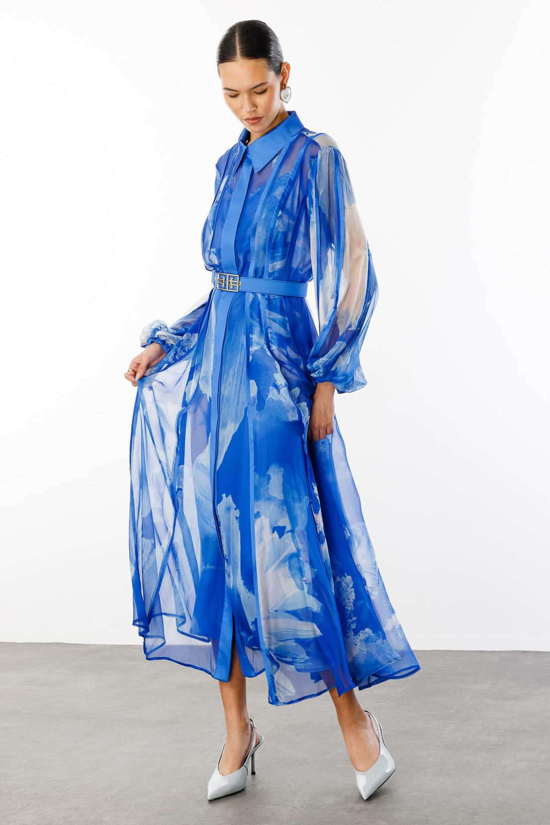 Gömlek Yaka Maxi Boy Elbise SAKS