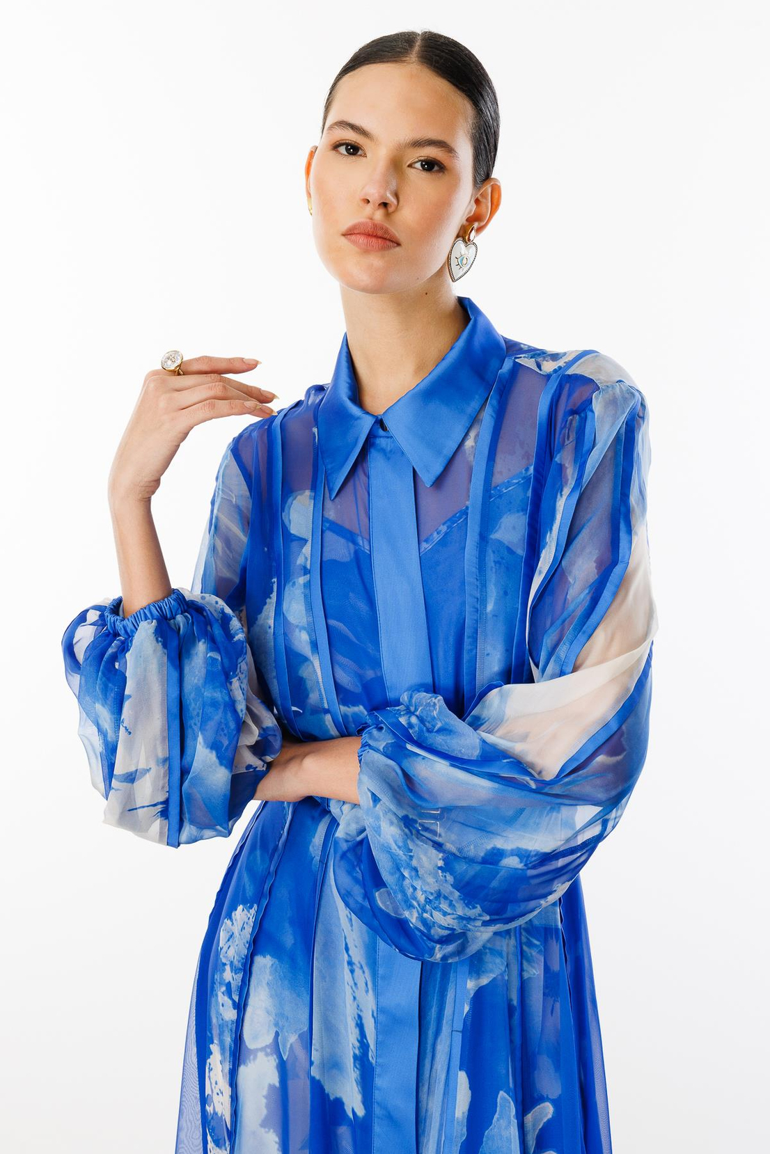 Gömlek Yaka Maxi Boy Elbise SAKS