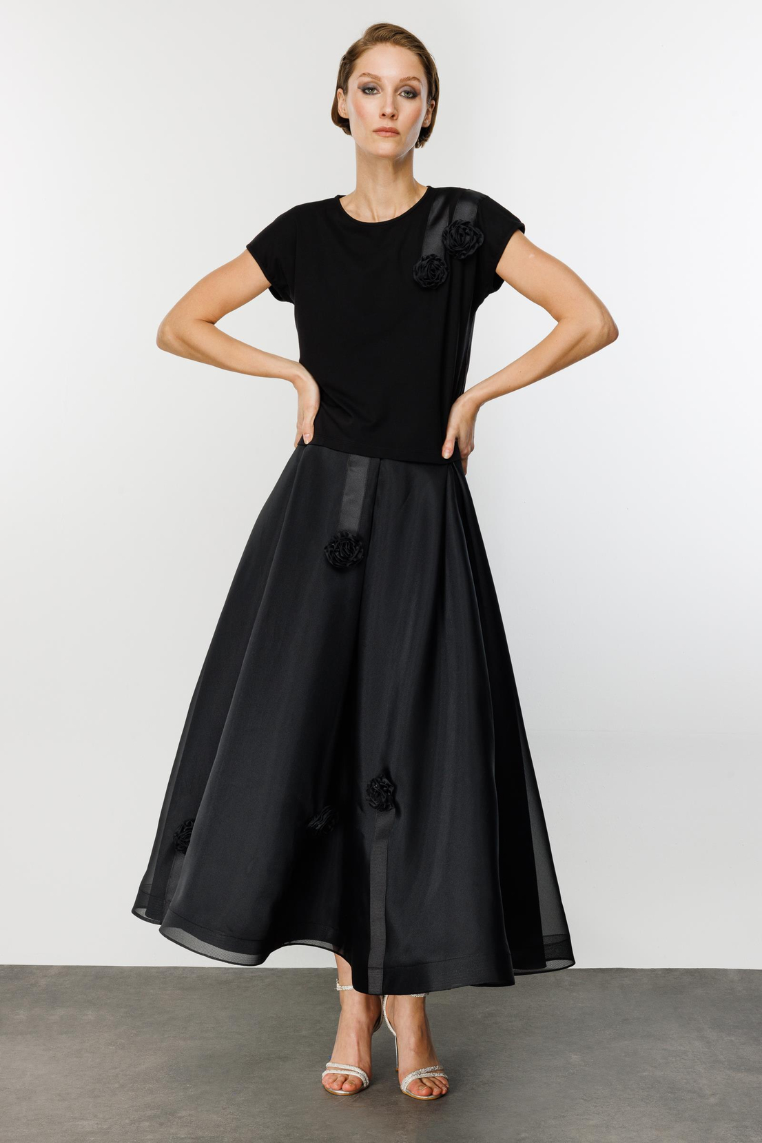 Grogen Çiçekli Bluz SİYAH