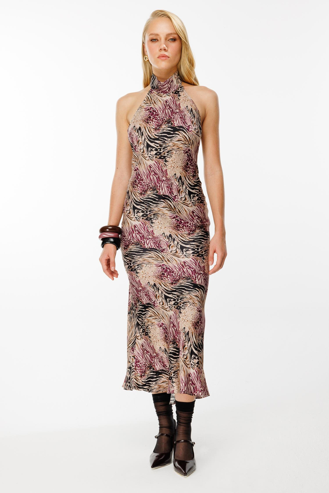 Halter Kol Verev Elbise MOR